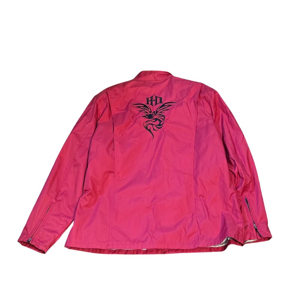 VTG Harley Davidson Women's Nylon Riding Jacket Hot Pink Size XL Shoulder Pads - Picture 9 of 10